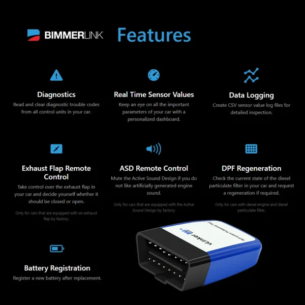 VGate vLinker BM and BM+ for BimmerCode and BimmerLink ELM327 OBD Tool – Image 3
