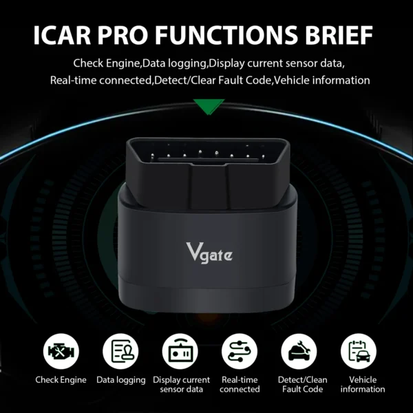 Vgate iCar Pro 2S ELM327 Bluetooth 5.3 – OBD2 Diagnostic Tool for Android, iOS & PC | Supports EVs & Hybrids - Billede 2