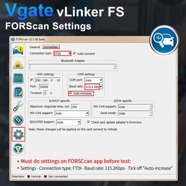 Vgate vLinker FS ELM327 USB OBD2 Scanner – Designed for FORScan (Ford & Mazda) – Image 4